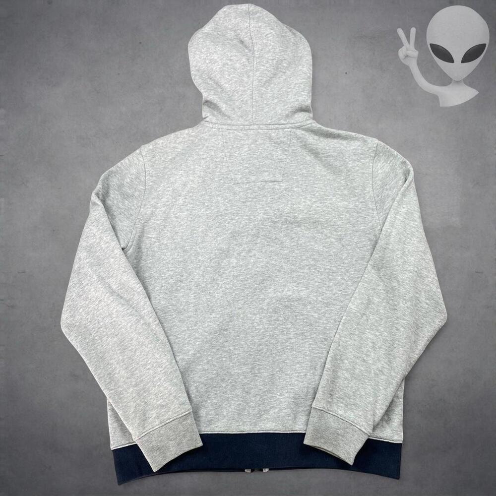 Nautica Men Small Gray White Navy Colorblock Full Zip Hoodie J Class Sailboat - Picture 6 of 7